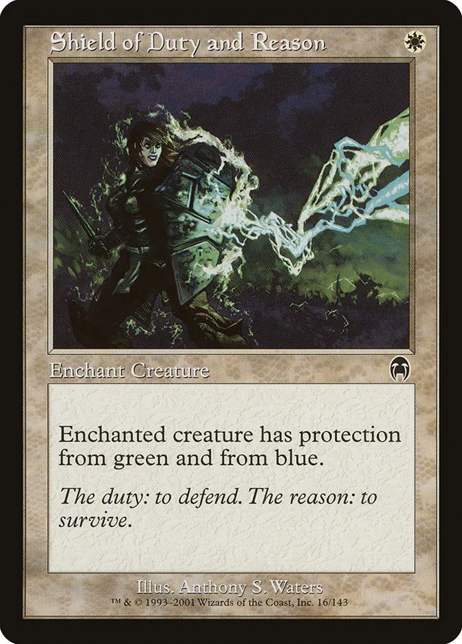 2001 Apocalypse Shield of Duty and Reason common #16 unlisted card image