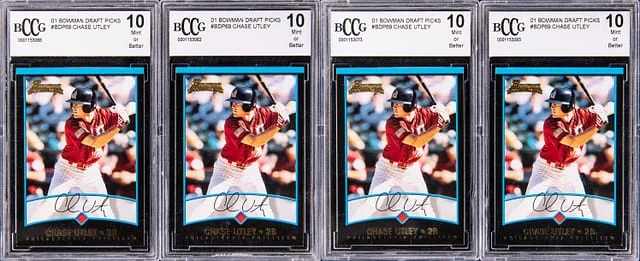 2001 Bowman Draft Picks Chase Utley Collection (4) - BCCG 10 #BDP69 card image