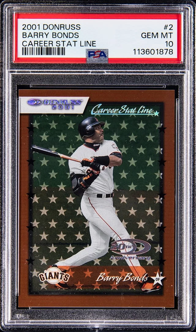2001 Donruss Barry Bonds Career Stat Line #2 card image