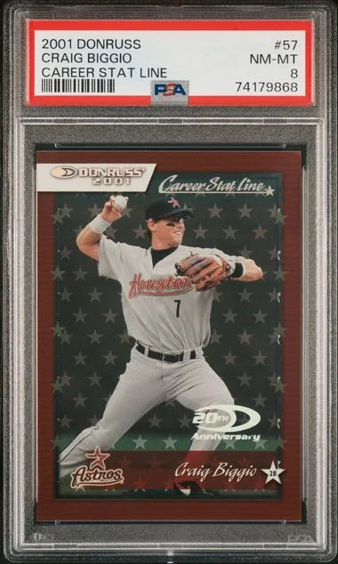 2001 Donruss Craig Biggio Career Stat Line #57 card image