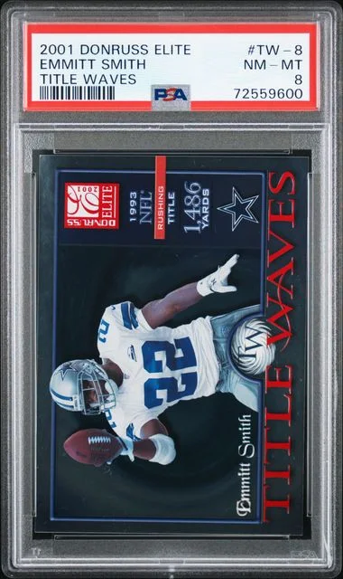 2001 Donruss Elite Emmitt Smith Title Waves #TW-8 card image
