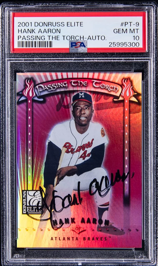 2001 Donruss Elite Hank Aaron Passing the Torch Autograph #PT-9 card image