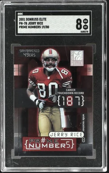 2001 Donruss Elite Jerry Rice Prime Numbers #PN-7B card image