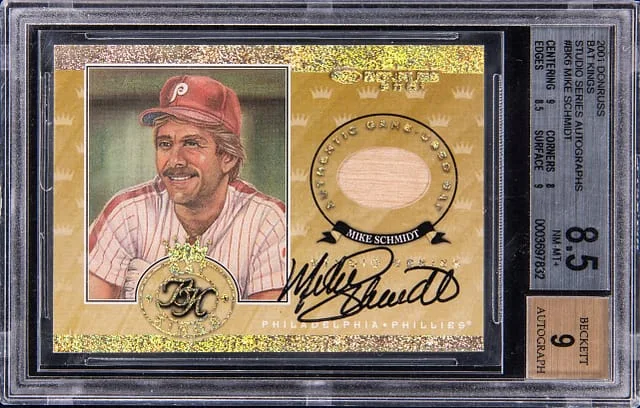 2001 Donruss Mike Schmidt Bat Kings Studio Series Autographs #BK-6 card image