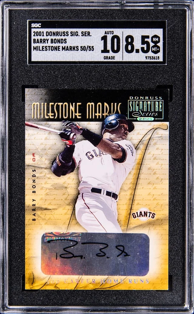 2001 Donruss Signature Series Milestone Marks Barry Bonds #no-number card image