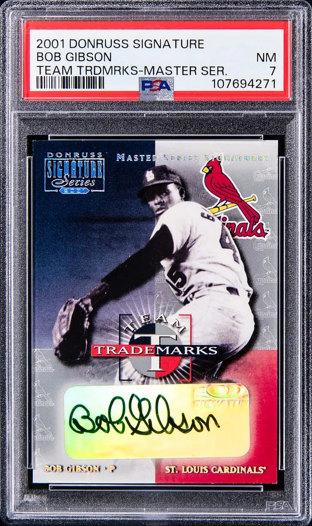 2001 Donruss Signature Series Team Trademarks Master Series Bob Gibson #no-number card image