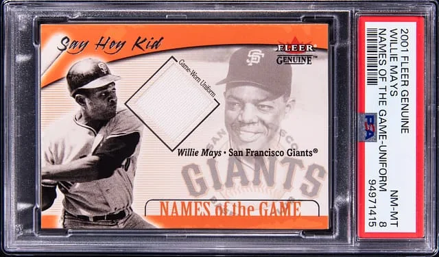 2001 Fleer Genuine Names of the Game Uniform Willie Mays #no-number card image
