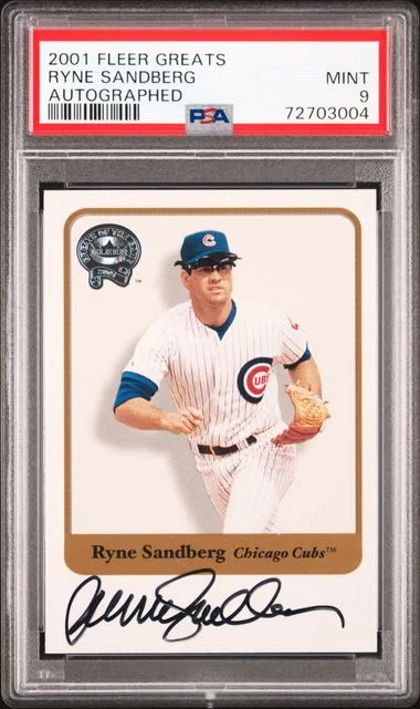 2001 Fleer Greats Autographed Ryne Sandberg #no-number card image