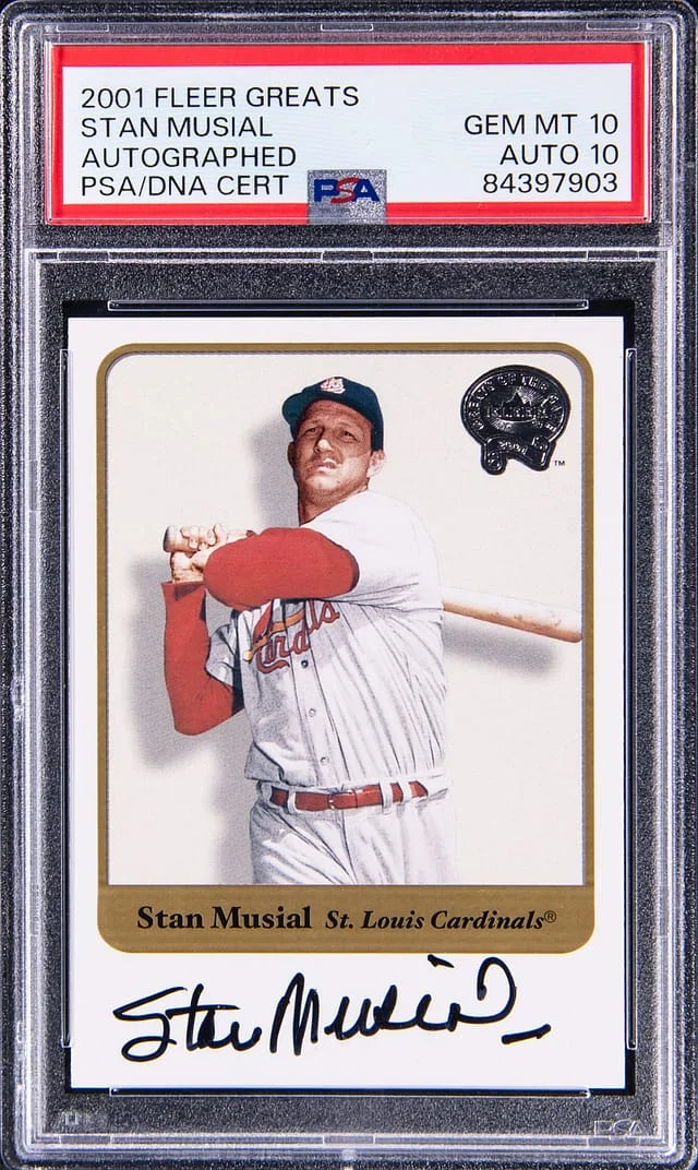 2001 Fleer Greats Autographed Stan Musial #no-number card image