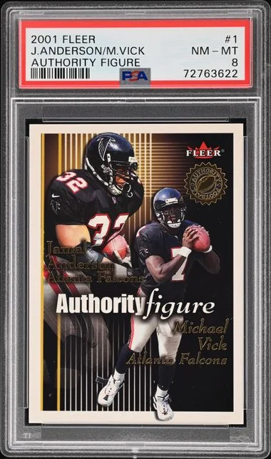 2001 Fleer Jamal Anderson/Michael Vick Authority Figure #1 card image