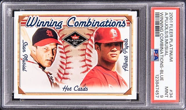 2001 Fleer Platinum Albert Pujols, Stan Musial Wining Combinations Blue #34 card image
