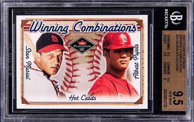 2001 Fleer Platinum Albert Pujols/Stan Musial Winning Combinations Blue #34 card image