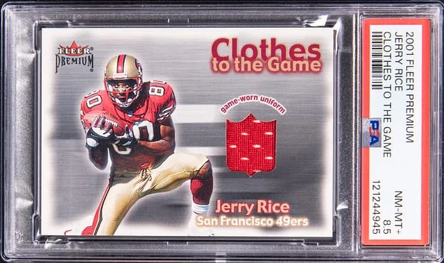 2001 Fleer Premium Clothes To The Game Jerry Rice Game-Used #no-number card image