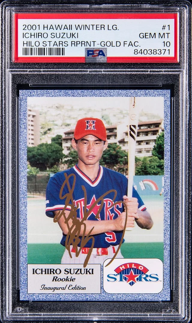 2001 Hawaii Winter League Hilo Stars Reprint Gold Facsimile Ichiro Suzuki #1 card image