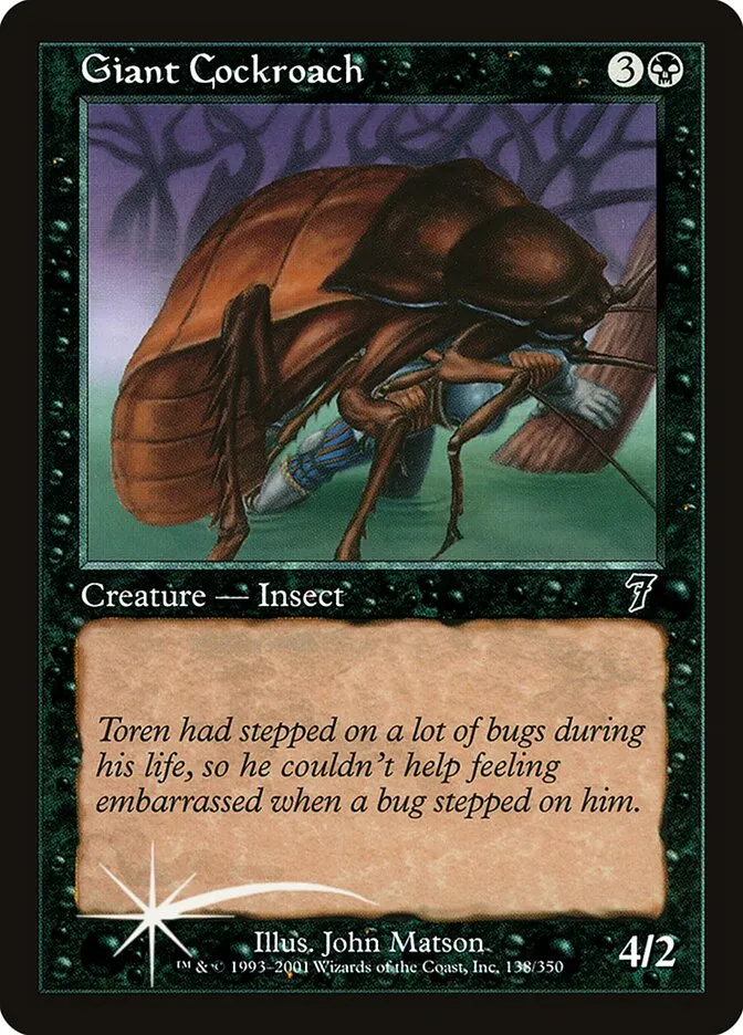 2001 Seventh Edition Giant Cockroach #138★ common card image