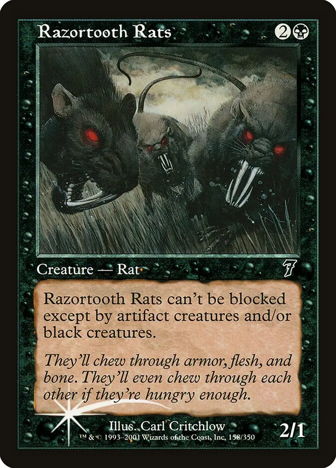 2001 Seventh Edition Razortooth Rats #158★ common card image