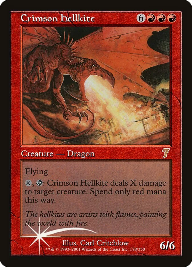 2001 Seventh Edition Crimson Hellkite #178★ rare card image