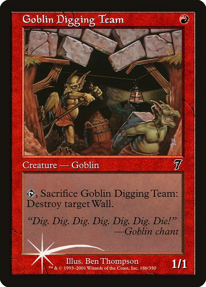 2001 Seventh Edition Goblin Digging Team #186★ common card image