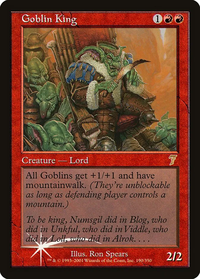 2001 Seventh Edition Goblin King #190★ rare card image