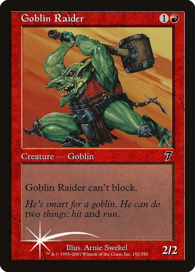 2001 Seventh Edition Goblin Raider #192★ common card image