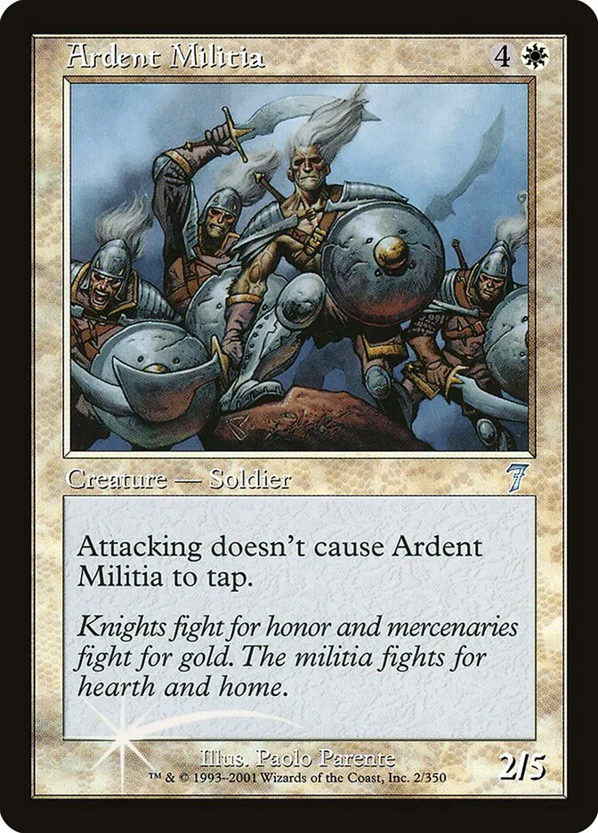 2001 Seventh Edition Ardent Militia #2★ uncommon card image