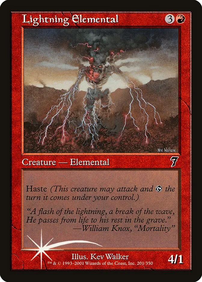 2001 Seventh Edition Lightning Elemental #201★ common card image
