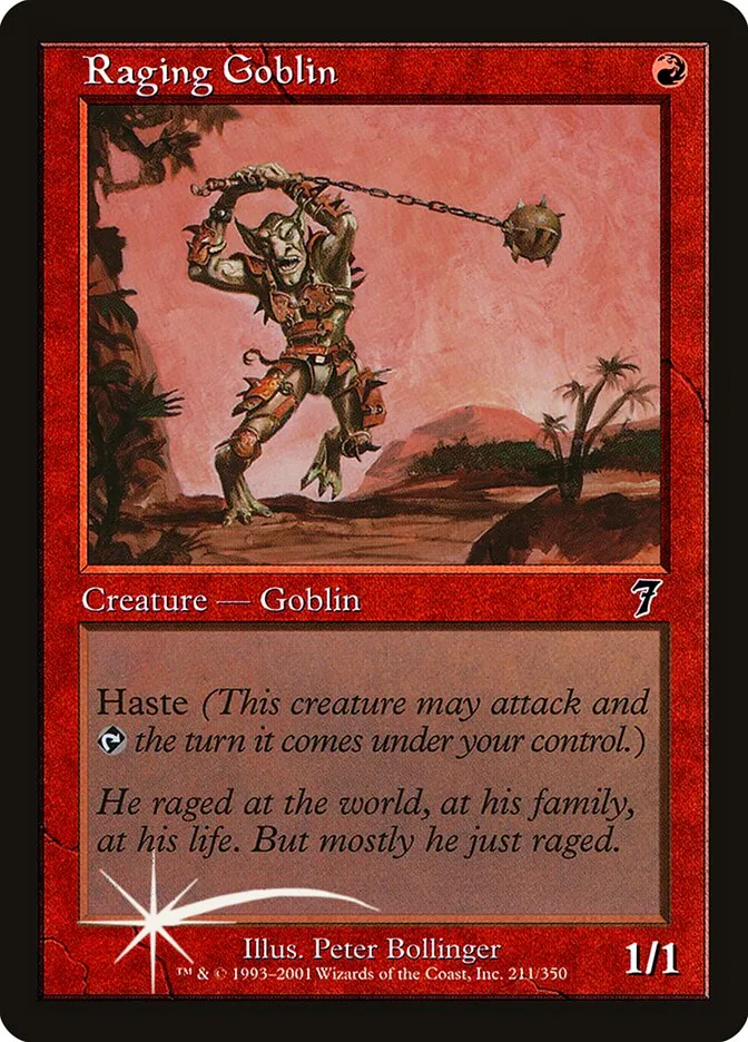 2001 Seventh Edition Raging Goblin #211★ common card image