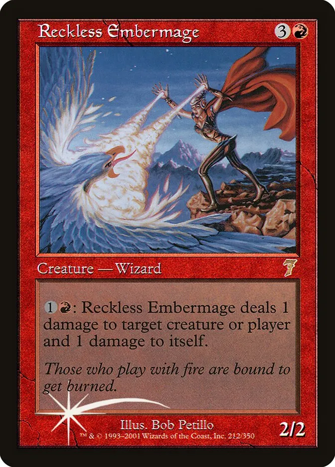 2001 Seventh Edition Reckless Embermage #212★ rare card image