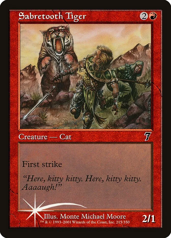 2001 Seventh Edition Sabretooth Tiger #215★ common card image