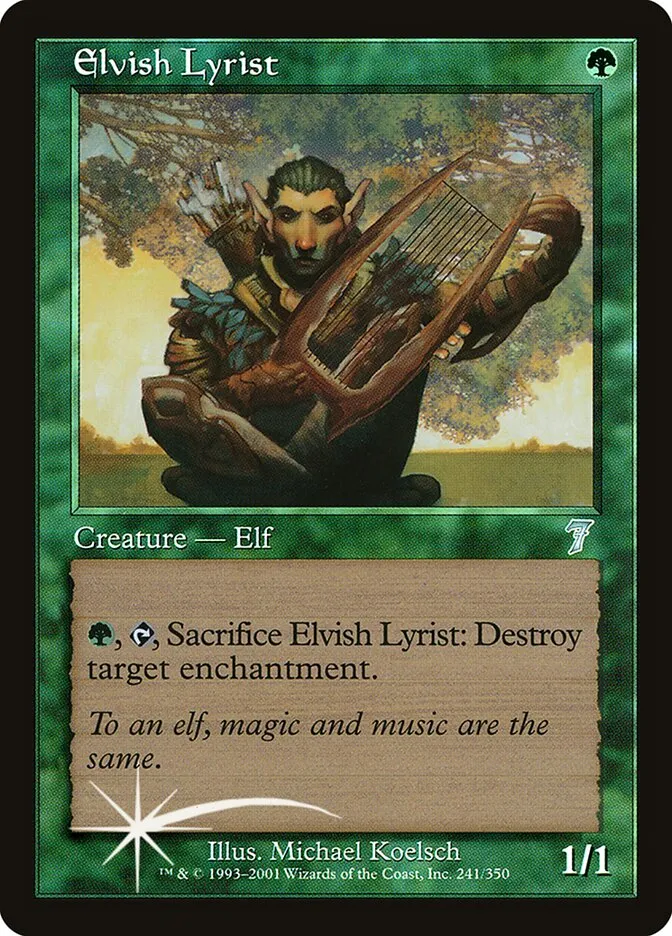 2001 Seventh Edition Elvish Lyrist #241★ uncommon card image