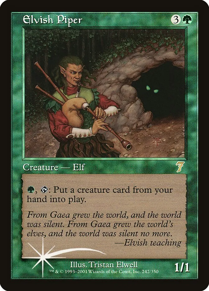 2001 Seventh Edition Elvish Piper #242★ rare card image