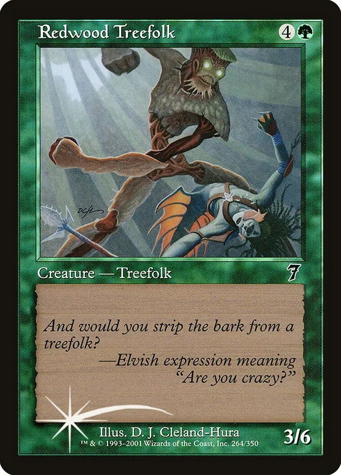 2001 Seventh Edition Redwood Treefolk #264★ common card image