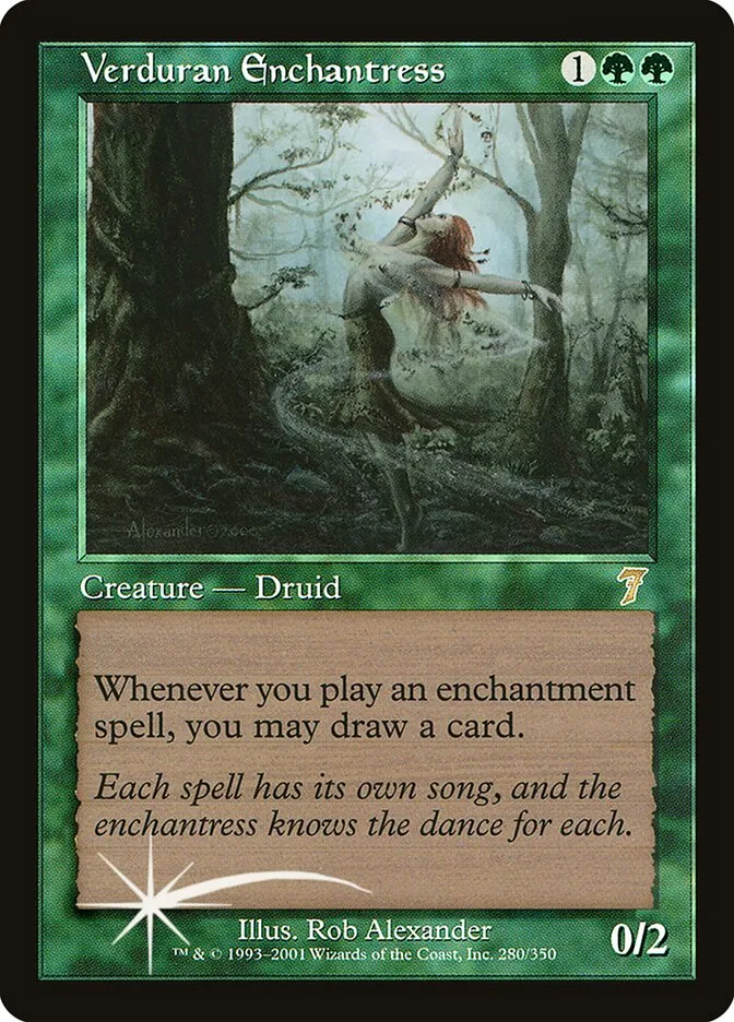 2001 Seventh Edition Verduran Enchantress #280★ rare card image