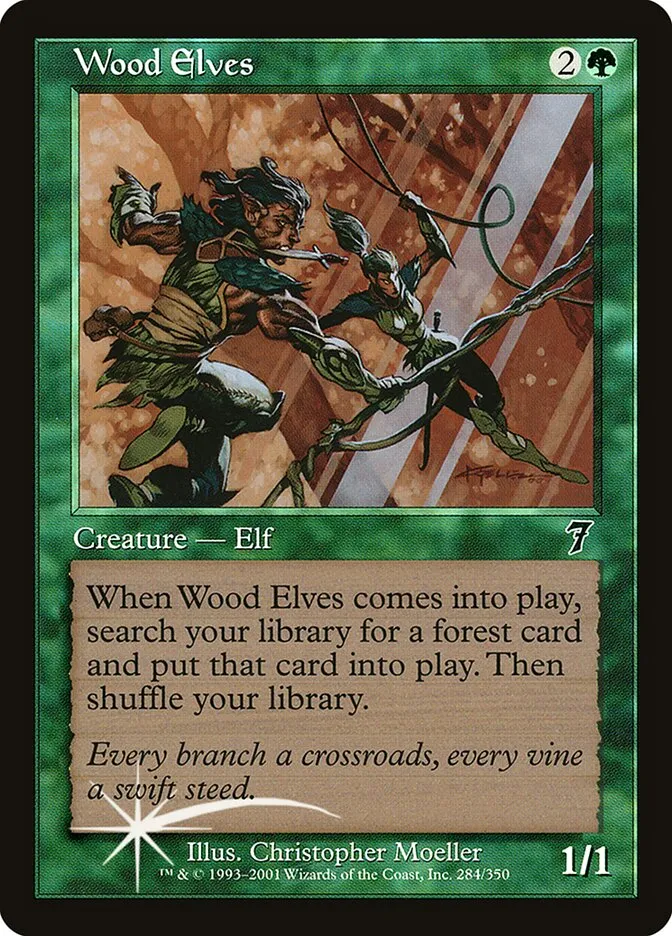 2001 Seventh Edition Wood Elves #284★ common card image