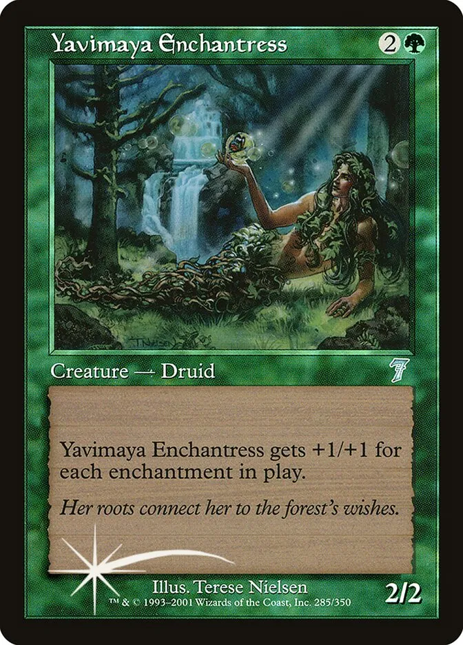 2001 Seventh Edition Yavimaya Enchantress #285★ uncommon card image