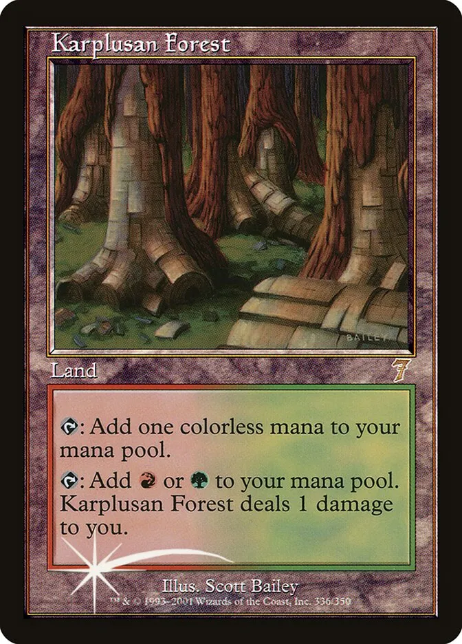 2001 Seventh Edition Karplusan Forest #336★ rare card image