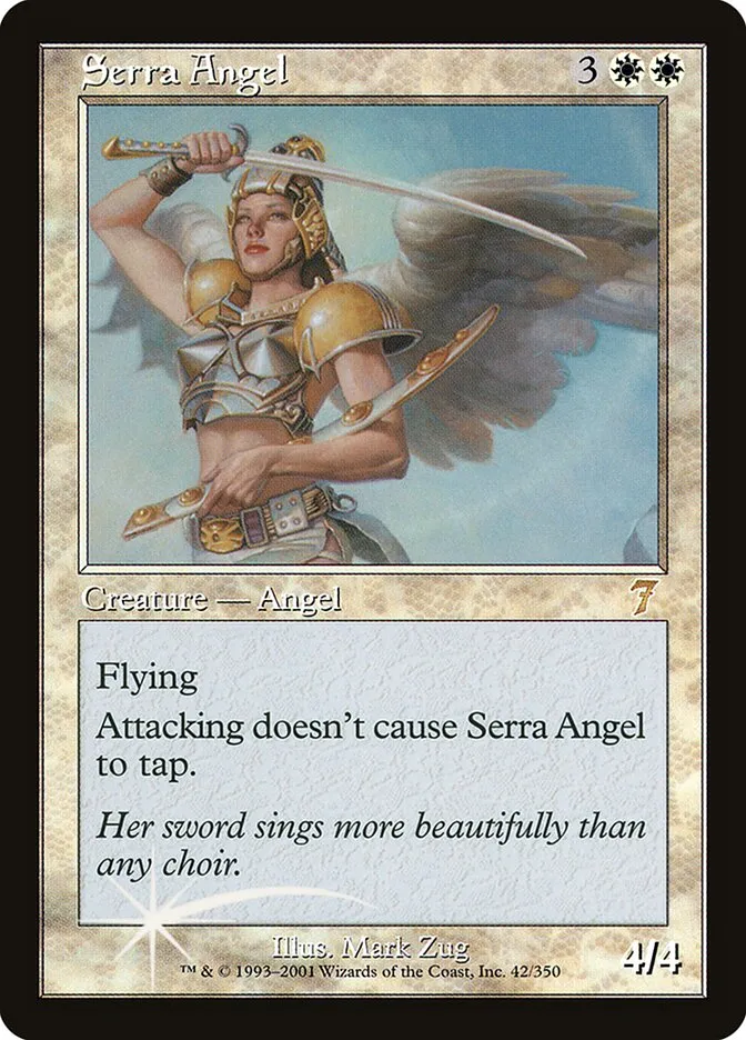 2001 Seventh Edition Serra Angel #42★ rare card image