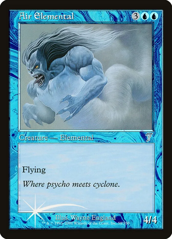 2001 Seventh Edition Air Elemental #58★ uncommon card image