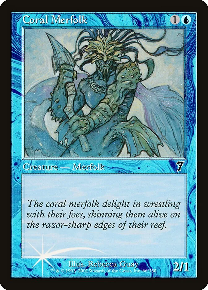 2001 Seventh Edition Coral Merfolk #66★ common card image