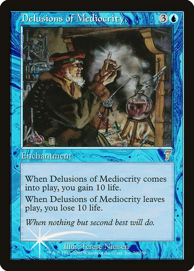 2001 Seventh Edition Delusions of Mediocrity #70★ rare card image