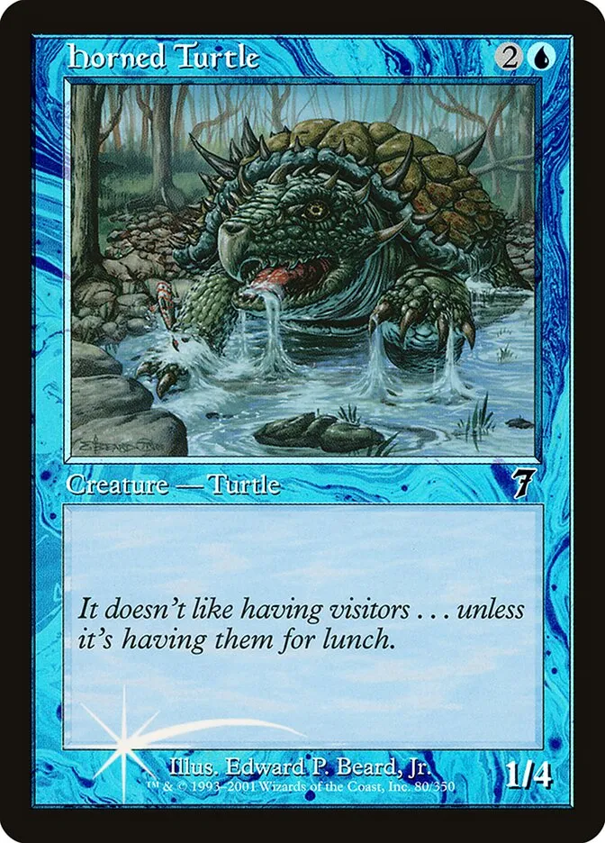 2001 Seventh Edition Horned Turtle #80★ common card image