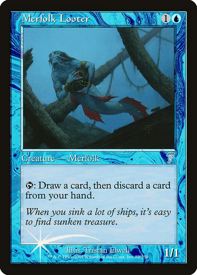 2001 Seventh Edition Merfolk Looter #89★ uncommon card image