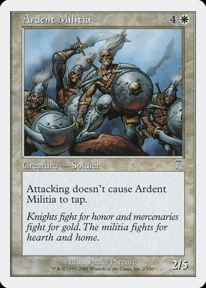 2001 Seventh Edition Ardent Militia #2 uncommon card image