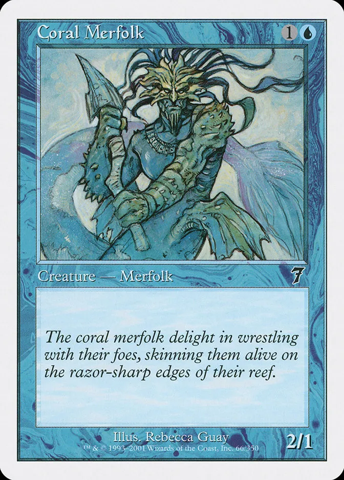 2001 Seventh Edition Coral Merfolk #66 common card image