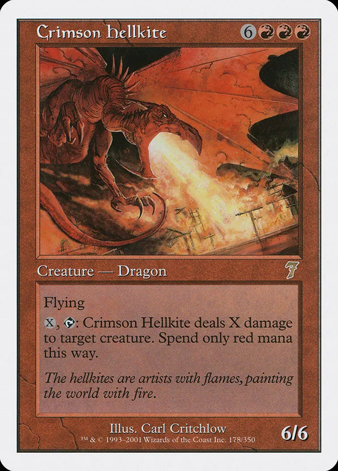 2001 Seventh Edition Crimson Hellkite #178 rare card image