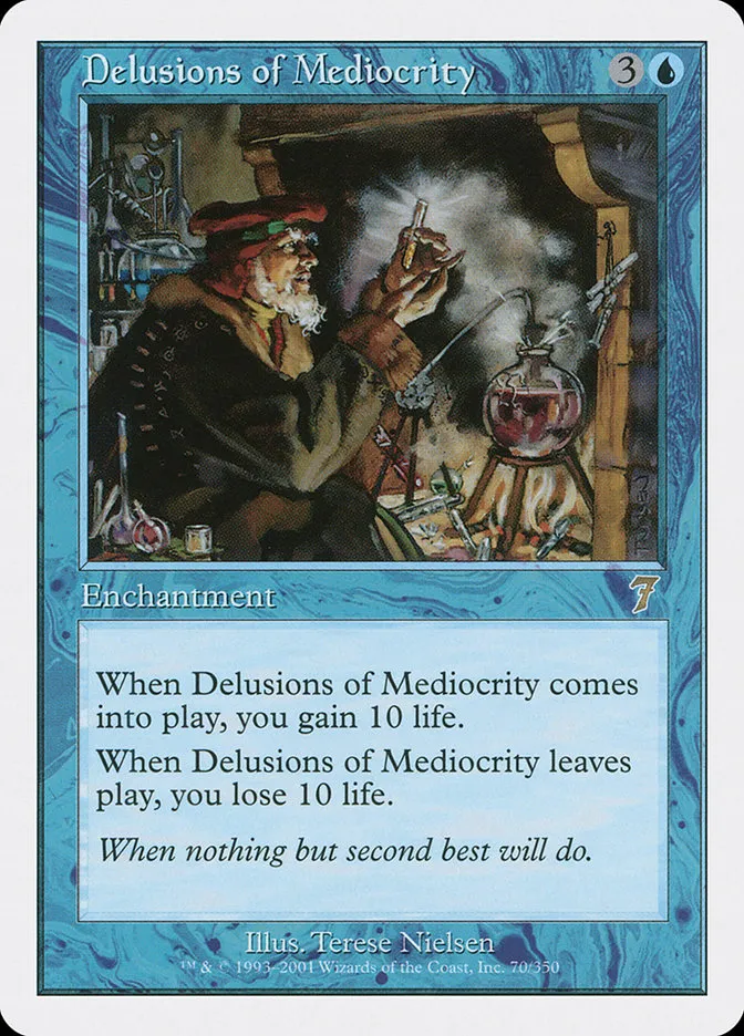 2001 Seventh Edition Delusions of Mediocrity #70 rare card image