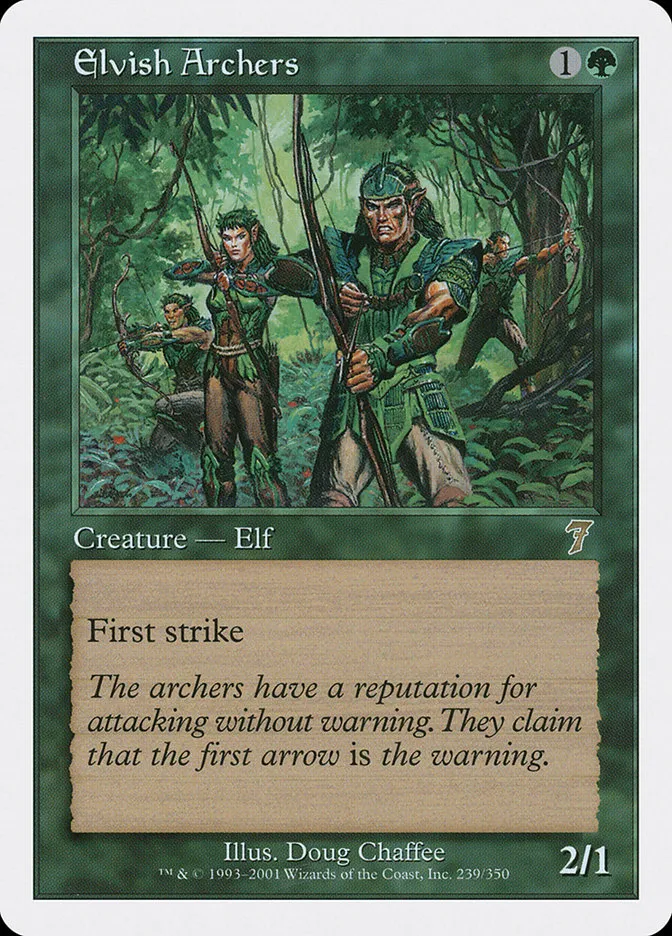 2001 Seventh Edition Elvish Archers rare #239 rare card image