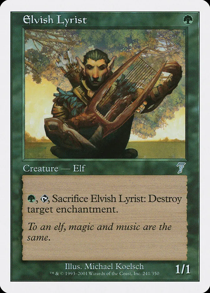 2001 Seventh Edition Elvish Lyrist #241 uncommon card image