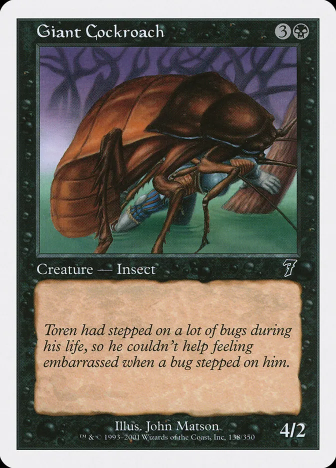 2001 Seventh Edition Giant Cockroach common #138 common card image