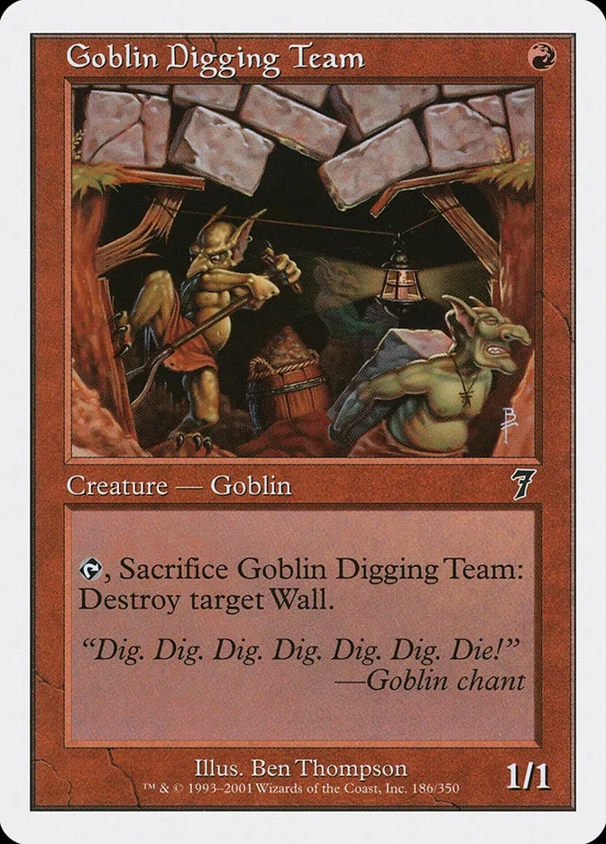 2001 Seventh Edition Goblin Digging Team common #186 common card image